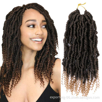 Wholesale Bomb Twist Crochet Hair Extensions Curly Bomb Spring Twist Crochet Braiding Hair Ombre Color Synthetic Fiber 12inch